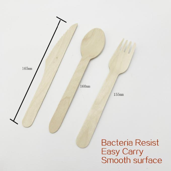 Ensemble de couverts jetables en bois - Alternative au plastique, écologique, biodégradable, compostable Ensemble de couverts jetables - 50 cuillères en bois, 50 couteaux en bois et 50 fourches en bois 0