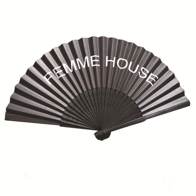 Customize 21cm White Color Bamboo Engraved Logo Hand Fan for Wedding Party Favors