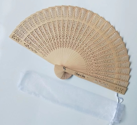 Custom Printed Logo Folding Hand Fan Bamboo Hand Held Fan 21cm for Wedding