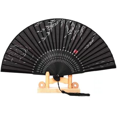 DIY White Bamboo Folding Fan 21cm Handheld Fan for Wedding Party and Home Decoration