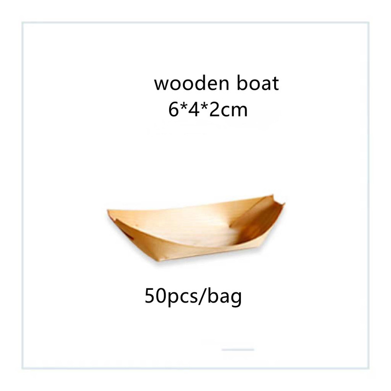 100%Natrual Eco Sushi Boat Disposable Wooden Boat for Food Sushi Trays Fast Food