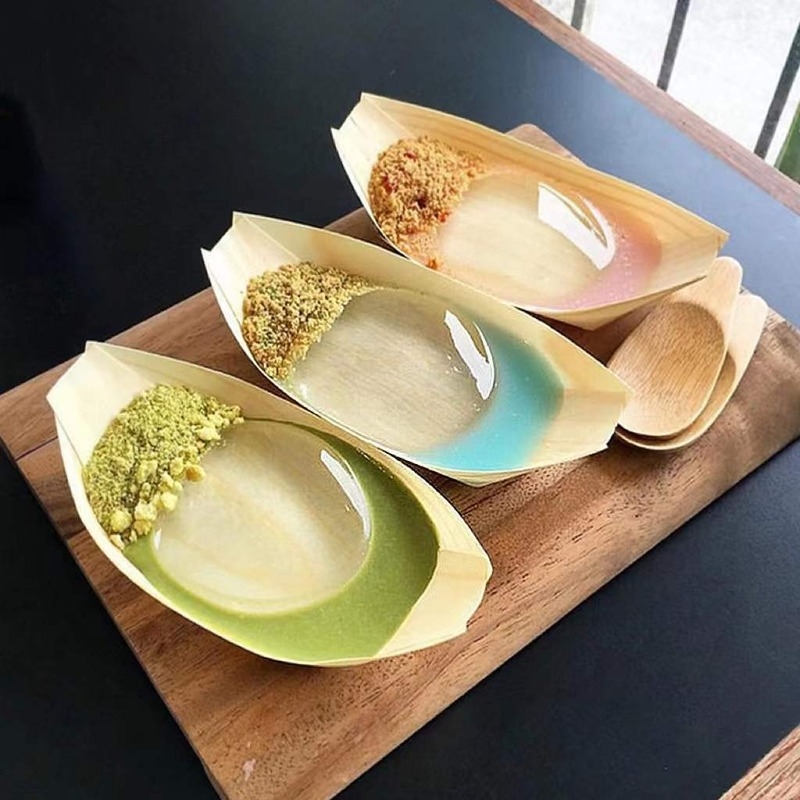 100%Natrual Eco Sushi Boat Disposable Wooden Boat for Food Sushi Trays Fast Food