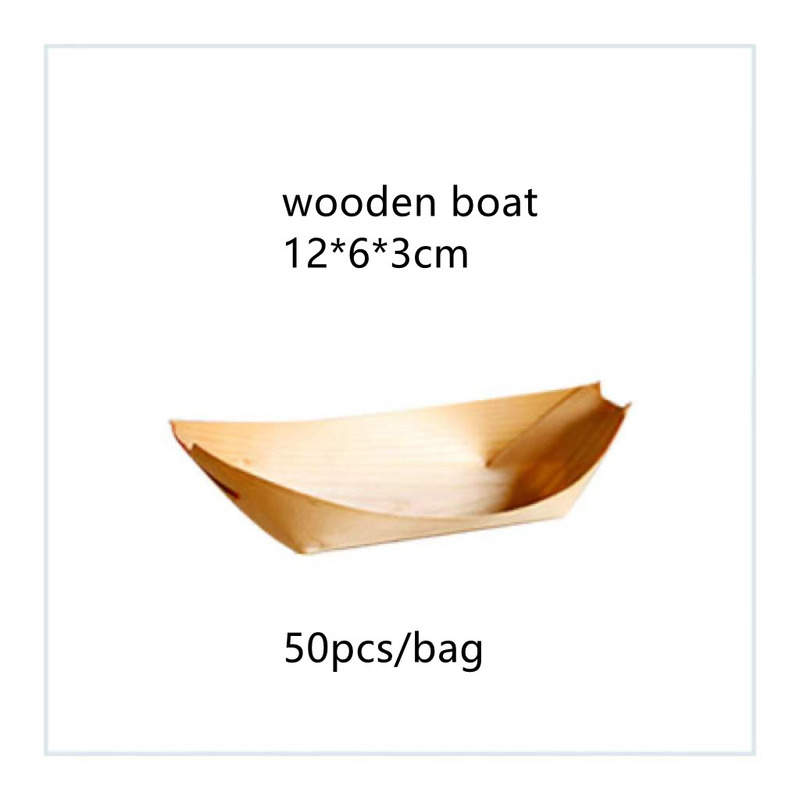 100%Natrual Eco Sushi Boat Disposable Wooden Boat for Food Sushi Trays Fast Food