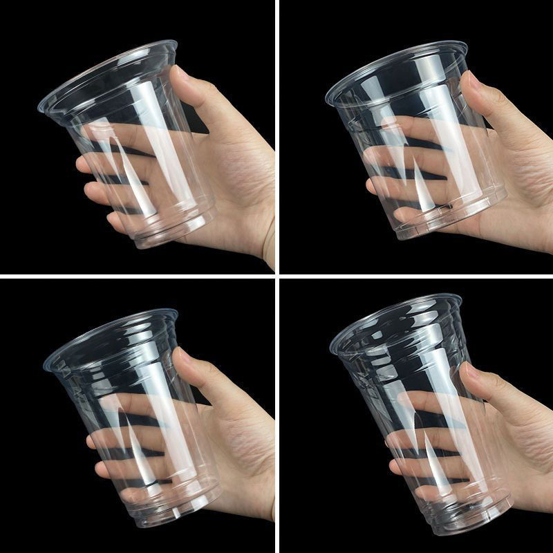 Wholesale 12oz PET PLA Disposable Clear Plastic Water Cup Cold Drink Cup With Dome Lid Oem Packing