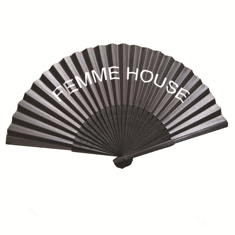 Custom Printed Large Folding Clack Hand Fan Sublimation UV Reactive Bamboo Handheld For Festival Raves