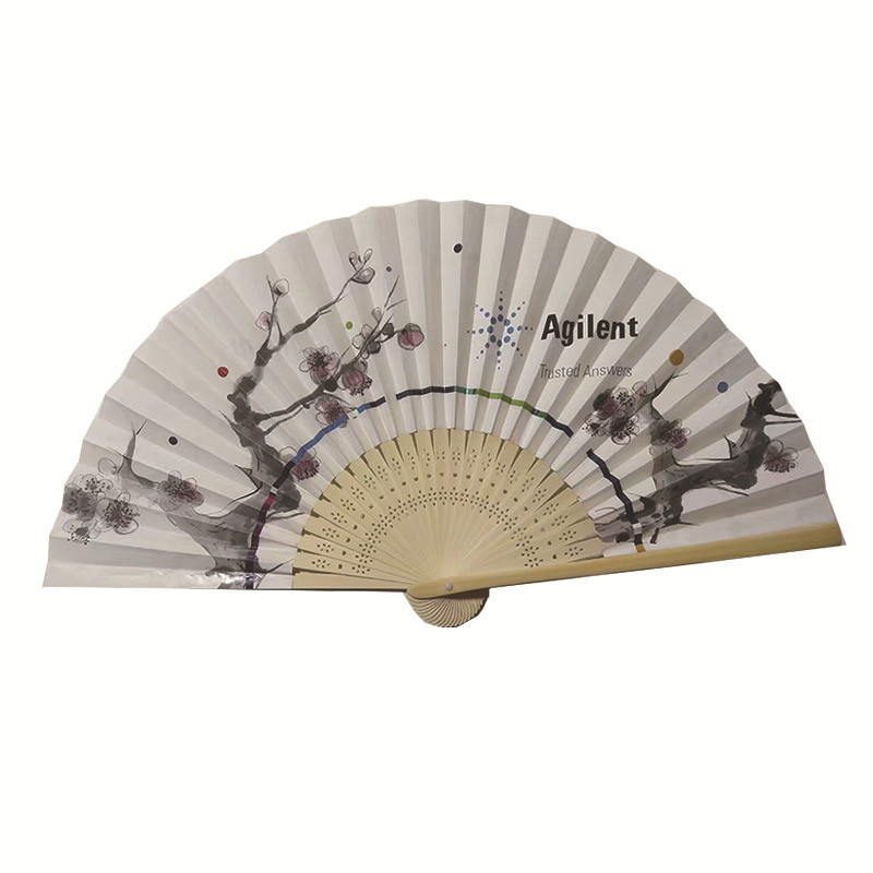 Custom Printed Large Folding Clack Hand Fan Sublimation UV Reactive Bamboo Handheld For Festival Raves