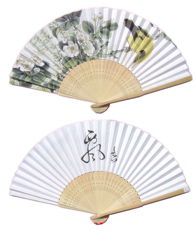 Wholesale Chinese Custom Bamboo Printed Fabric Bamboo Fan Folding Paper Fan Hand Fan for Favors Gift
