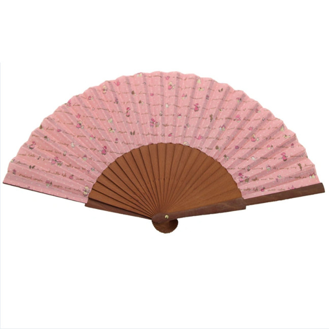 Technique Painted Wood Hand Fan Customized Design for Gift Museum Souvenir White Color