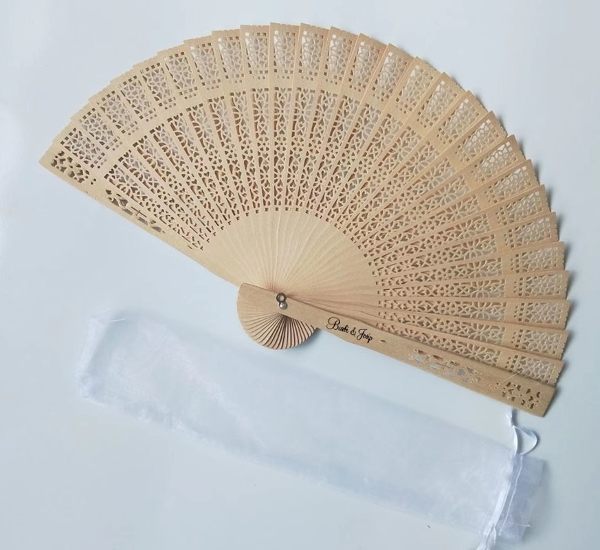 Custom Printed Logo Folding Hand Fan Bamboo Hand Held Fan 21cm for Wedding