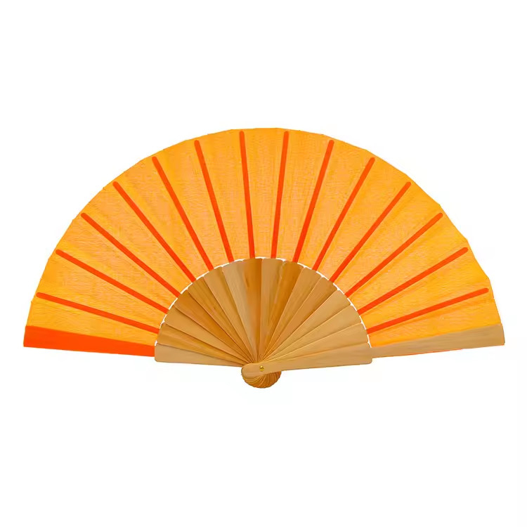 Customized Big Folding Bamboo Hand Fan Fabric Logo Black Hand Held Fan Personalized Hand Fan