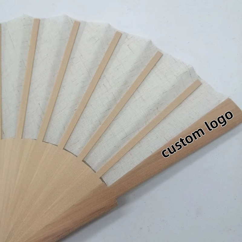 Customized Big Folding Bamboo Hand Fan Fabric Logo Black Hand Held Fan Personalized Hand Fan