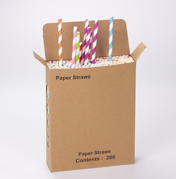 Disposable Food Product 20cm Paper Straw with Custom Printed Biodegradable Design