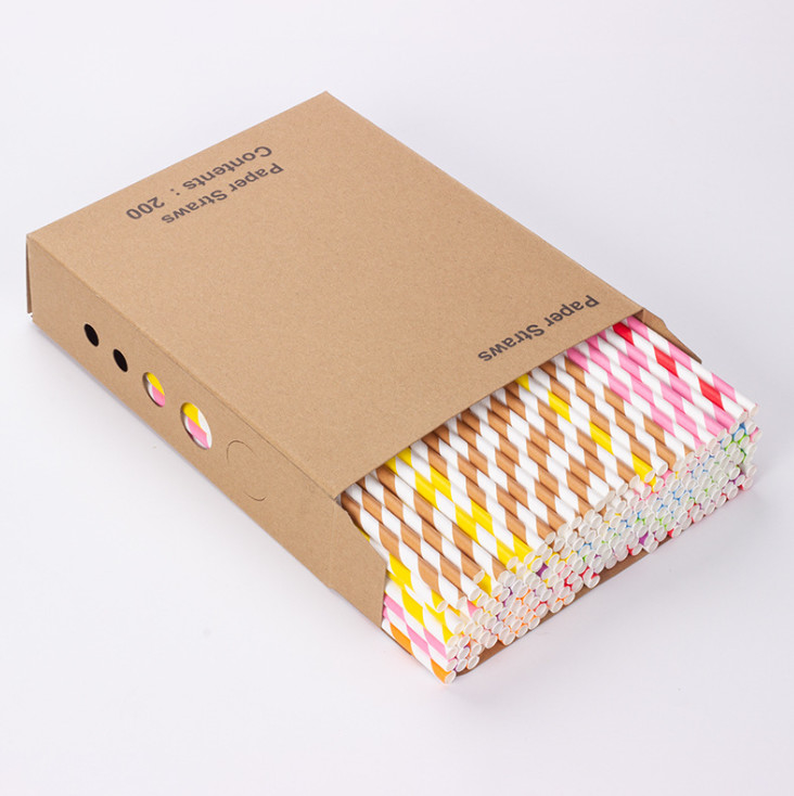 Disposable Food Product 20cm Paper Straw with Custom Printed Biodegradable Design