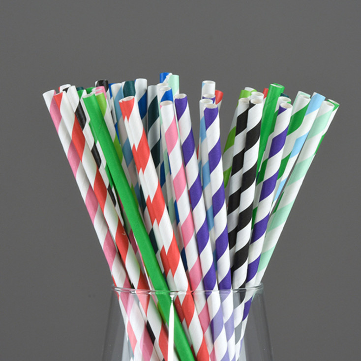 Disposable Food Product 20cm Paper Straw with Custom Printed Biodegradable Design