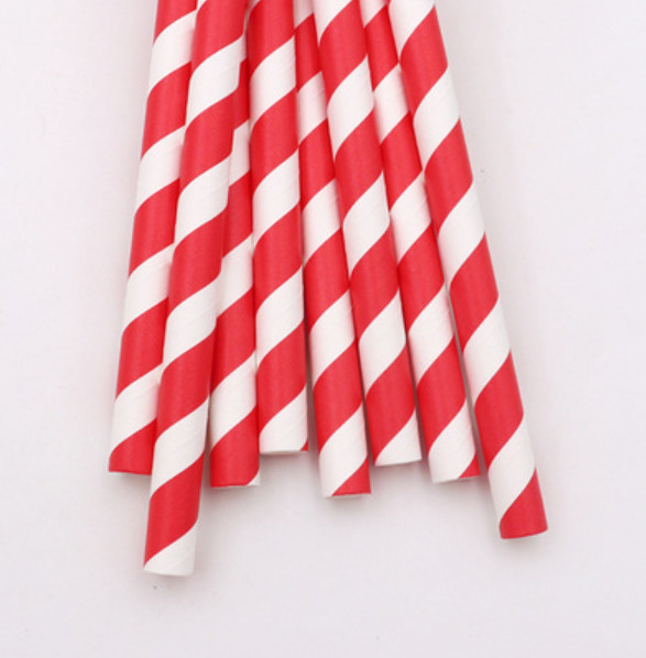 Colorful Striped Paper Drinking Straws for Party Celebration 20cm Length