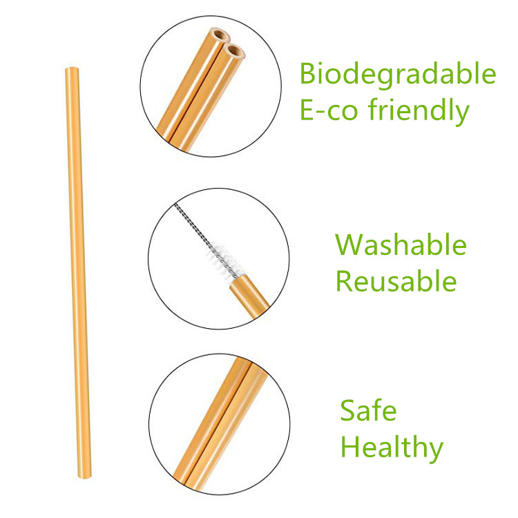 Natural Bamboo Straws Eco Alternative to Plastic Straws for Beverage Drinking