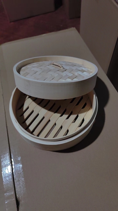 Handmade Woven Steamer Drawer With Side Handles Dumplings Traditional Delicacies Bamboo Steamer