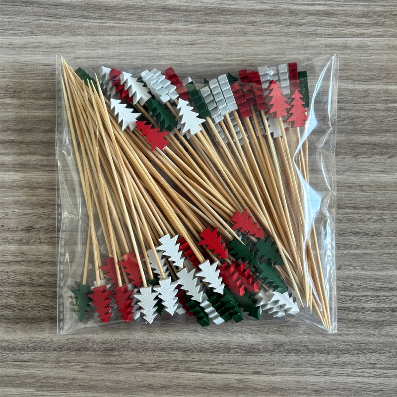 Cocktail skewers with looped knot biodegradable bamboo cocktail picks disposable knotted bamboo picks