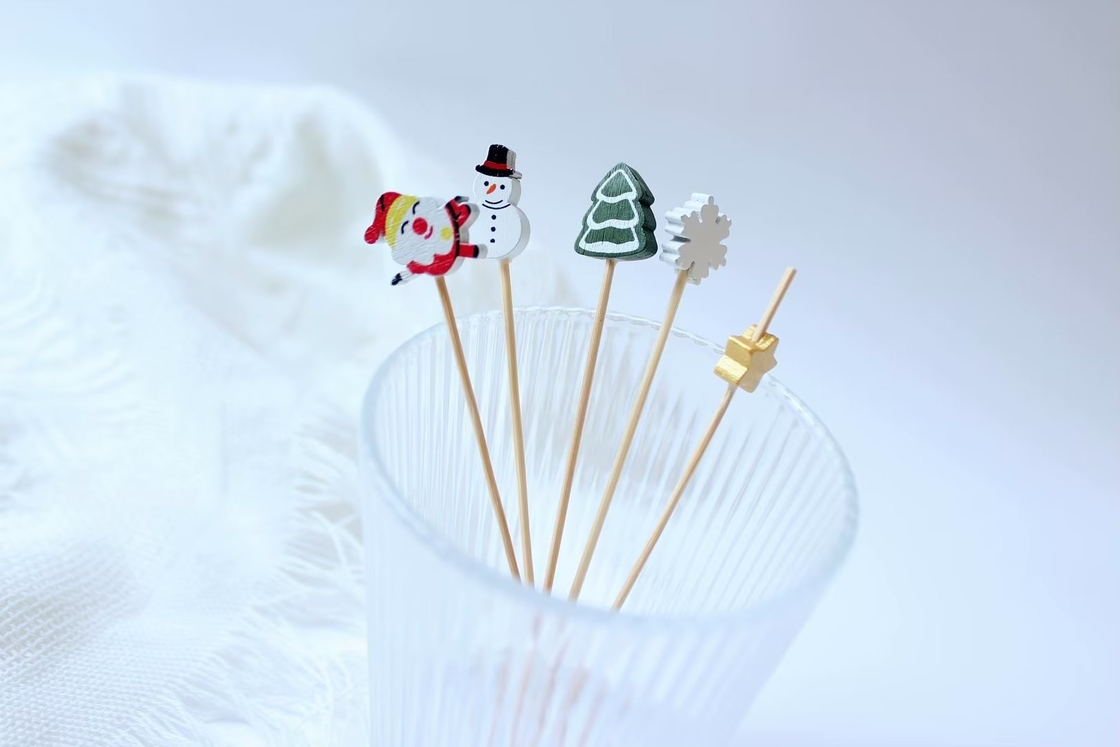 Hot Sale Handmade Bamboo Cocktail Picks Fancy Colorful Rose Picks for Wedding