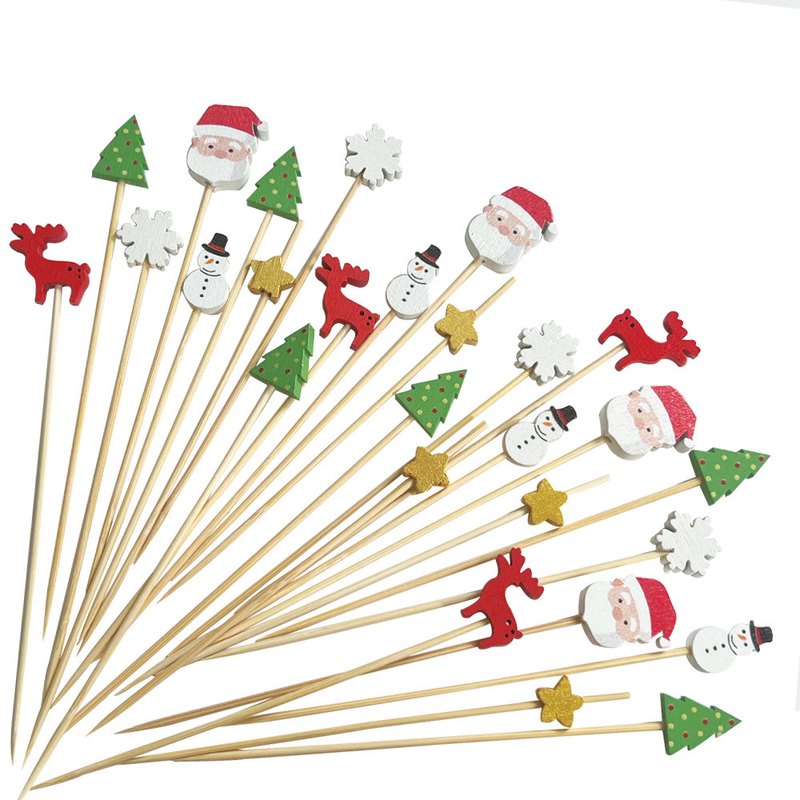 Hot Sale Handmade Bamboo Cocktail Picks Fancy Colorful Rose Picks for Wedding