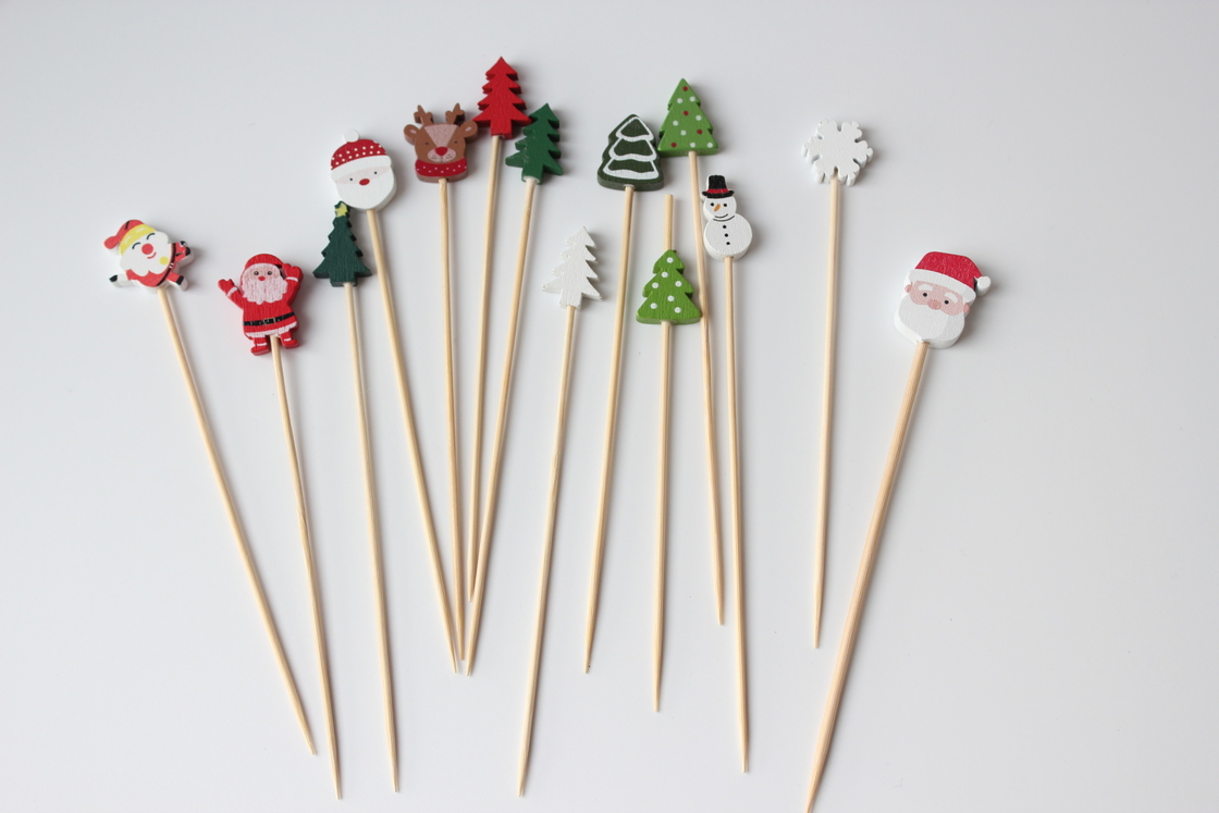 Hot Sale Handmade Bamboo Cocktail Picks Fancy Colorful Rose Picks for Wedding
