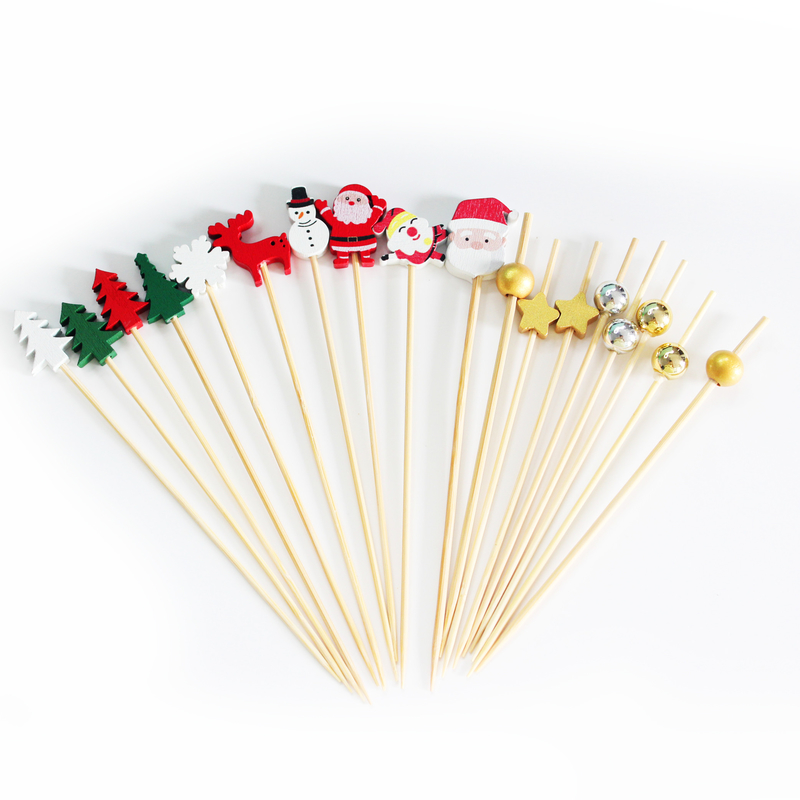 Hot Sale Handmade Bamboo Cocktail Picks Fancy Colorful Rose Picks for Wedding
