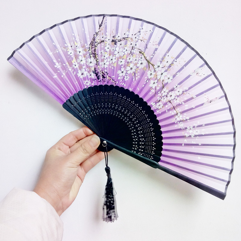Custom Printed Portable PYRAMID Style Bamboo Hand Fan for Wedding and Business Gifts