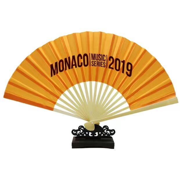 Custom Printed 8 Inch Hand Fan Made from Natural Moso Bamboo - Portable Folding Fan