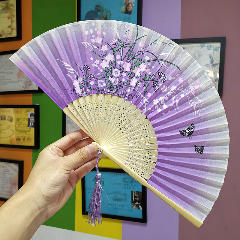 Wholesale Custom Printed Logo 21CM Bamboo Hand Held Fan Folding Hand Fan for Gifts & Events