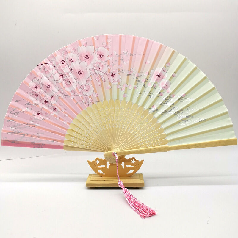 Wholesale Custom Printed Logo 8 Inch Eco-Friendly Bamboo Folding Hand Fan for Wedding Favors