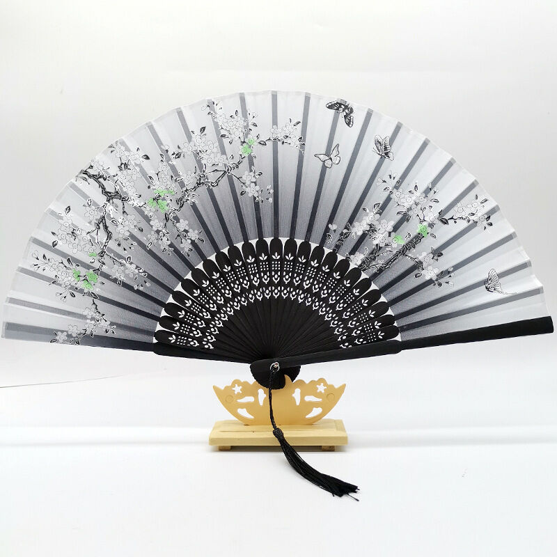 DIY White Bamboo Folding Fan 21cm Handheld Fan for Wedding Party and Home Decoration