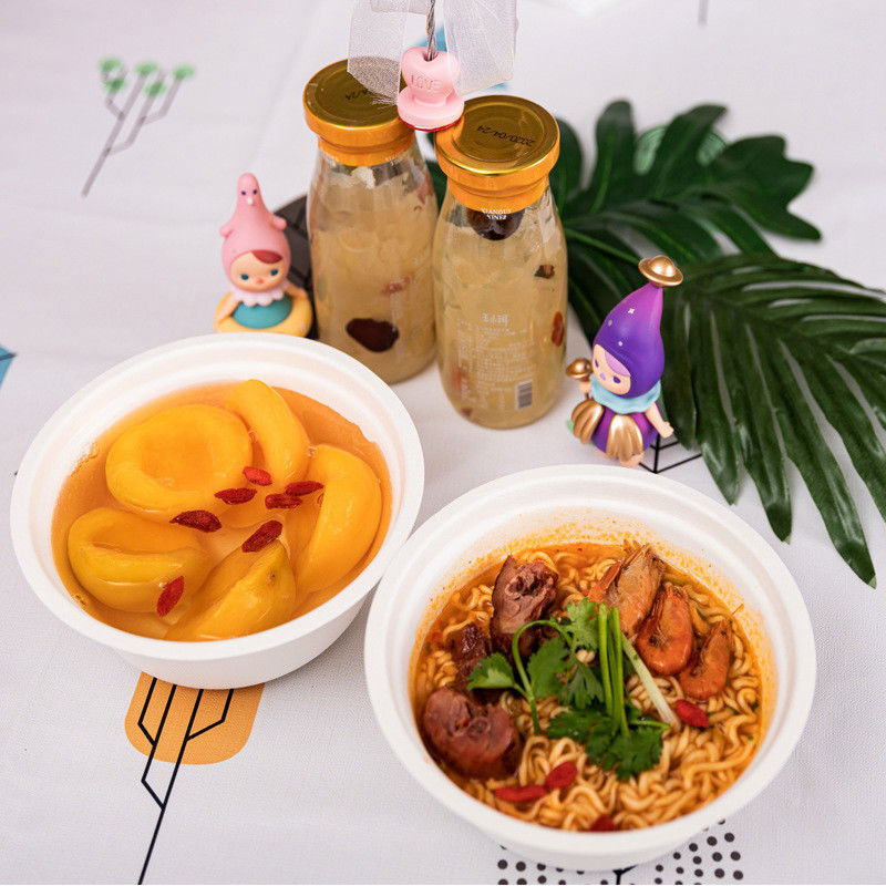 24oz Compostable Bagasse Bowls Eco Friendly Sugarcane Pulp Box Bowl With Lids