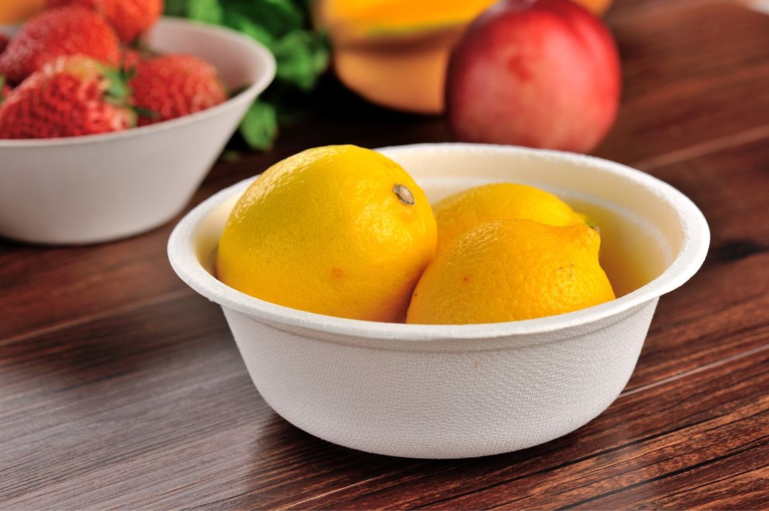 Round Compostable Bagasse Bowls Biodegradable Disposable Sugarcane