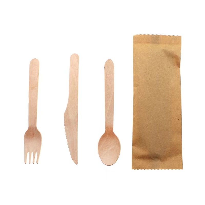 Disposable Wooden Cutlery Set - 100% Compostable Wooden Silverware 360 Pieces [120 Forks, 120 Spoons, 120 Knives] - Reusable Party Utensils - Wooden Disposable Utensils - Disposable Forks and Spoons