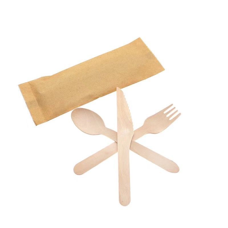 Disposable Wooden Cutlery Set - 100% Compostable Wooden Silverware 360 Pieces [120 Forks, 120 Spoons, 120 Knives] - Reusable Party Utensils - Wooden Disposable Utensils - Disposable Forks and Spoons