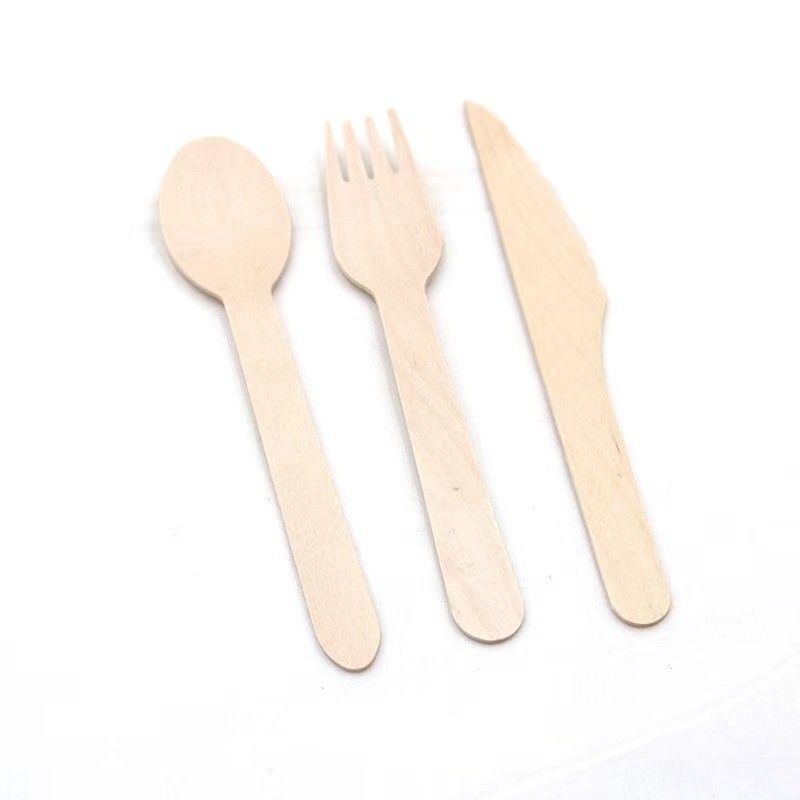 Disposable Wooden Cutlery Set - 100% Compostable Wooden Silverware 360 Pieces [120 Forks, 120 Spoons, 120 Knives] - Reusable Party Utensils - Wooden Disposable Utensils - Disposable Forks and Spoons