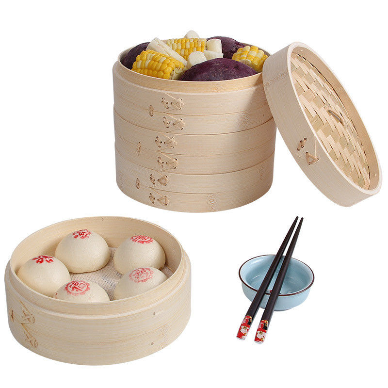 10 Inch Tier Basket Cooking Stainless HQ-bamboo Wechef 2 Layer Rice Noodle Roll Steamer