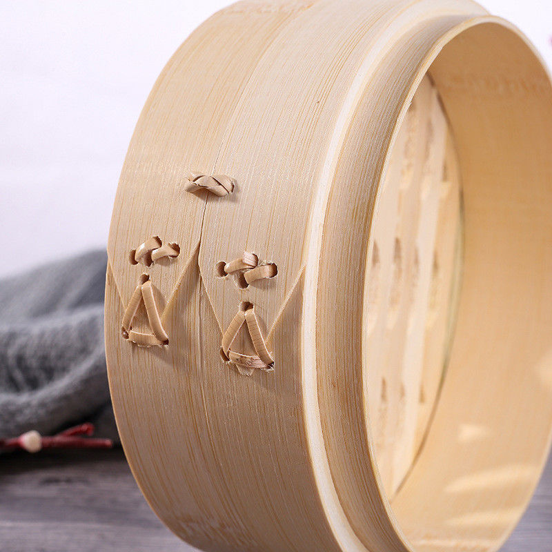 2 Tier Small Wood Steamer Holder Rack Basket Set Favors 10'' Mini Bamboo Steamer