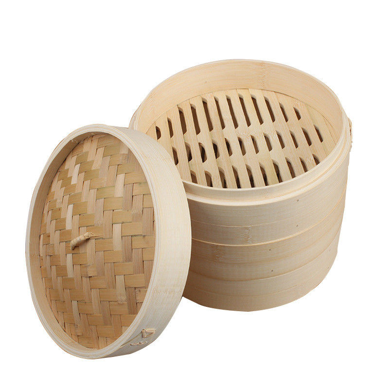 Chinese whole sale factory direct selling 18cm- 30cm deeper 2-layer kitchen round bamboo steamer with lid