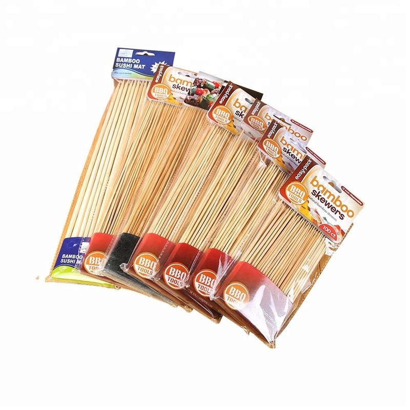 Wholesale Custom Multiple Sizes Barbecue Round Bamboo Sticks High Quality Cheap BBQ Skewers Grill Tools Disposable Bamboo Sticks