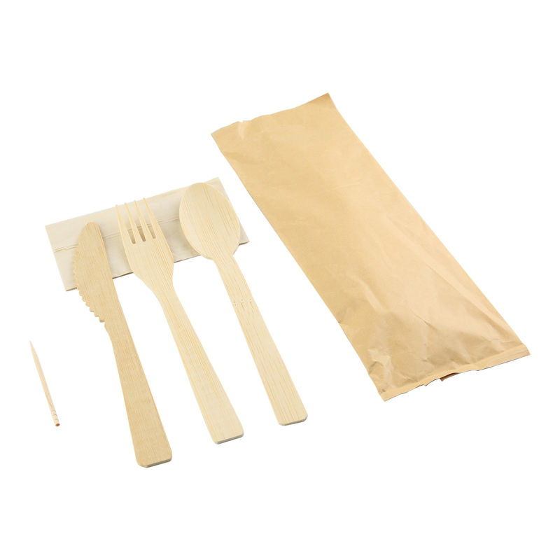Disposable packing mini cutlery set wooden wooden fork /knife and paper napkin set