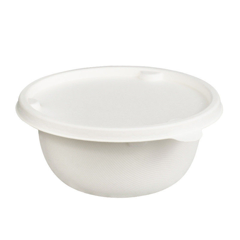 Natural Sugarcane Bagasse Round Soup Bowl Eco Friendly With Lid