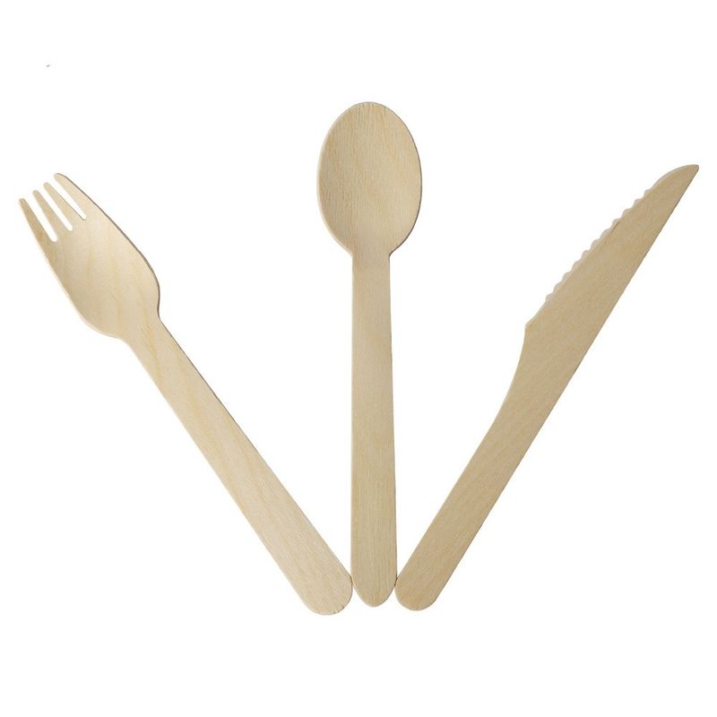Biodegradable Bamboo Utensil Disposable Bamboo Cutlery Set for Party Camping Grade A 170mm
