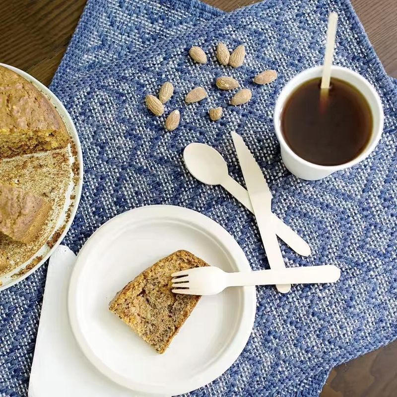 Premium 160mm Biodegradable Eco-Friendly Disposable Cutlery Customized Wooden Utensils Set of Forks Spoons Knives
