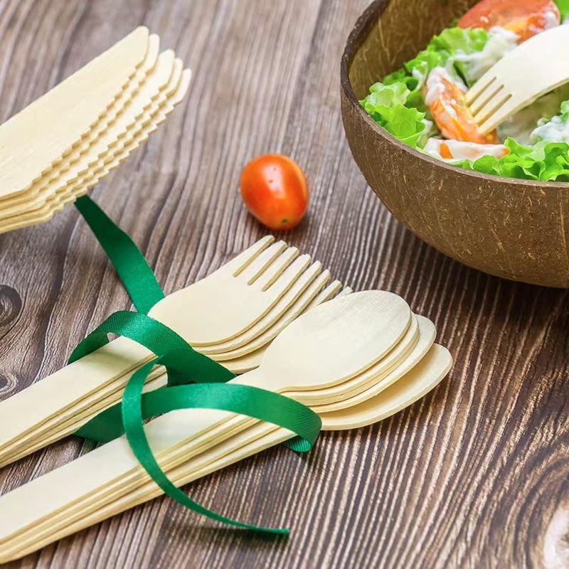 140mm 160mm Birch Disposable Spoon Fork Knife Set Wooden Cutlery for Custom Printing
