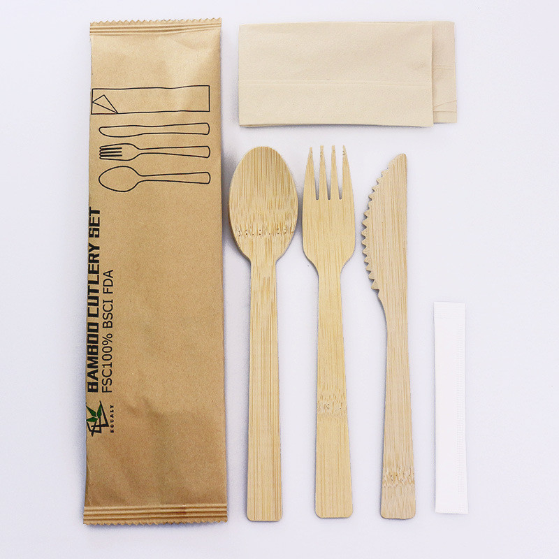 Premium 160mm Biodegradable Eco-Friendly Disposable Cutlery Customized Wooden Utensils Set of Forks Spoons Knives