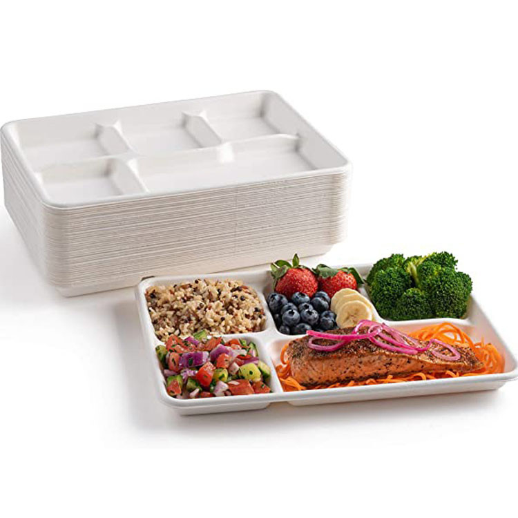 School Lunch Biodegradable Sugarcane Plates Disposable