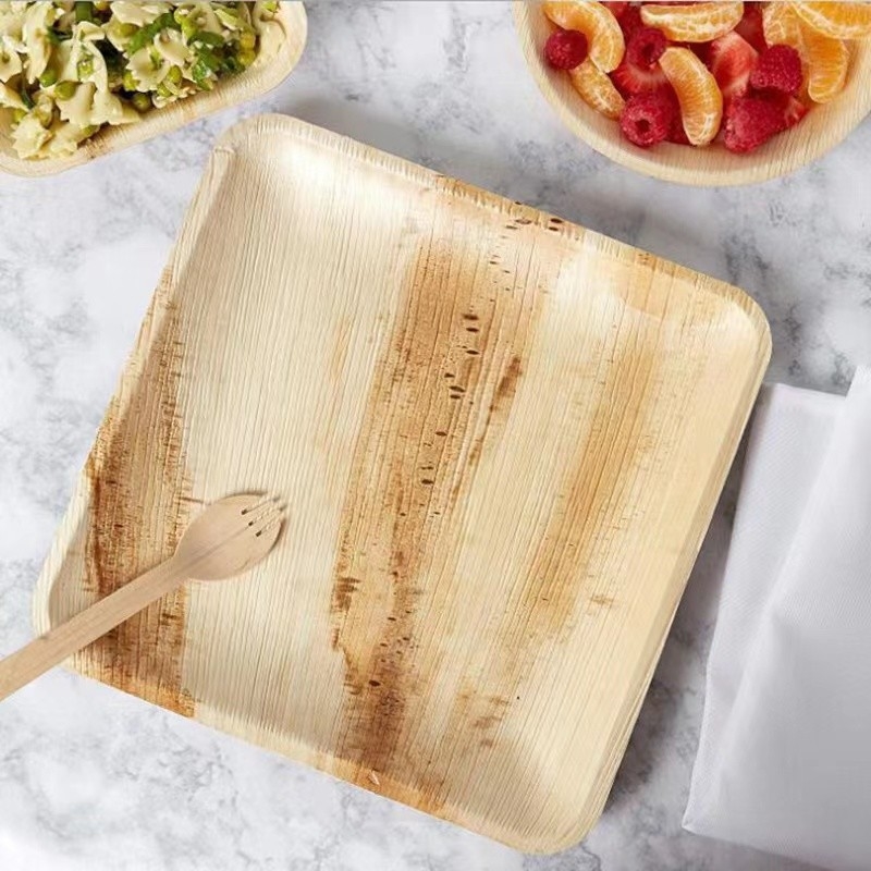 Disposable Biodegradable 6 8 10 Palm Leaf Square Plates