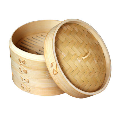 Chinese whole sale factory direct selling 18cm- 30cm deeper 2-layer kitchen round bamboo steamer with lid